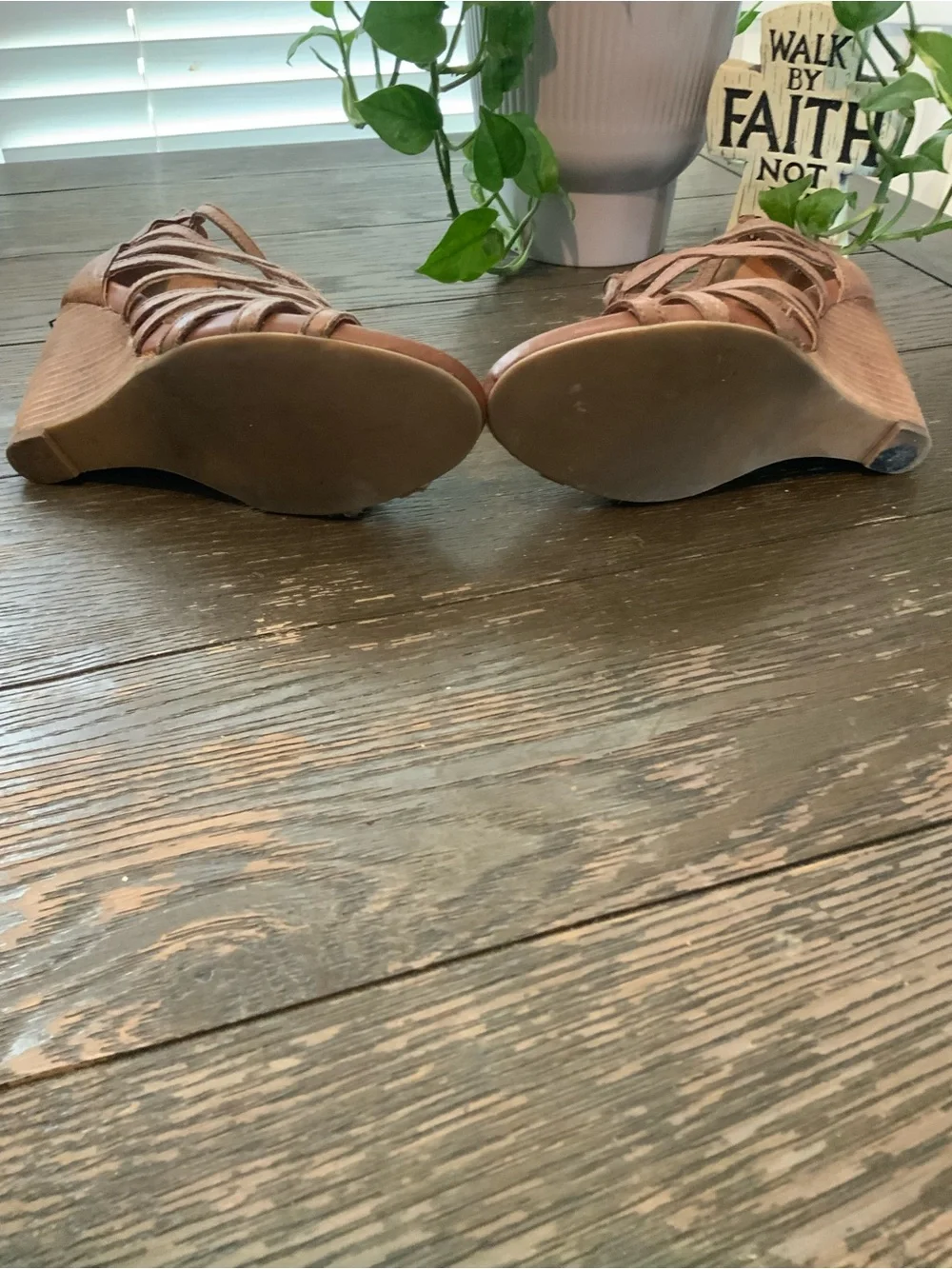 Steve Madden Brown Leather Strappy Wedges 6.5